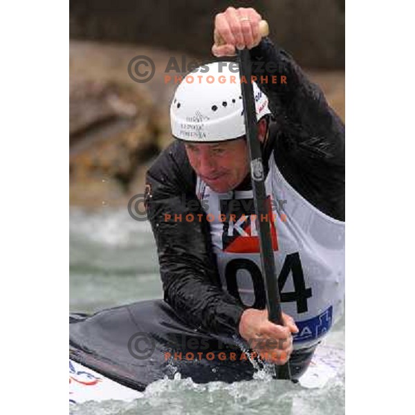 Simon Hocevar (SLO) in action during ICF kayak&canoe slalom race Tacen 2010 in Ljubljana, Slovenia 15.5.2010 