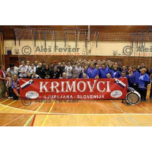  Krim Mercator players and fans celebrate Slovenian national handball title in Ljubljana 15.5.2010 
