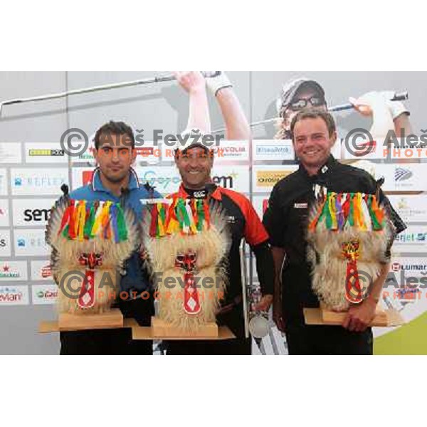 Matthieu Bey (FRA), Winner Carlos Balmaseda (ESP) and Matthew Cryer (ENG) after final day of Slovenian Golf Open, professional golf tournament on Alps Tour, played at Ptuj golf course, Slovenia 16.5.2010 