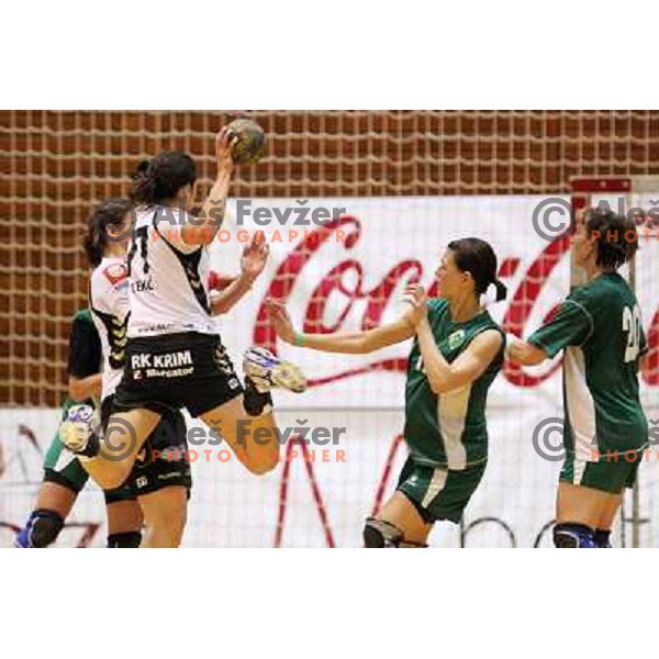 Andrea Lekic in action during handball match Krim Mercator- Olimpija in final round of Slovenian National Championships , played at Galjevica Hall in Ljubljana, Slovenia 15.5.2010 