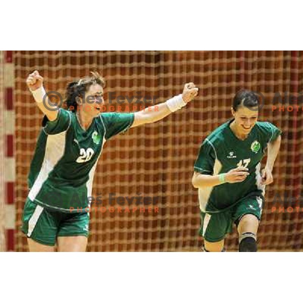 Pus, Gojkovic in action during handball match Krim Mercator- Olimpija in final round of Slovenian National Championships , played at Galjevica Hall in Ljubljana, Slovenia 15.5.2010 