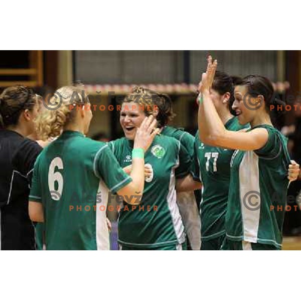 in action during handball match Krim Mercator- Olimpija in final round of Slovenian National Championships , played at Galjevica Hall in Ljubljana, Slovenia 15.5.2010 