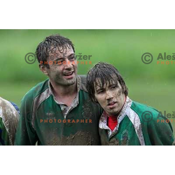 Zarko krsmanovic, Anze Troppan in action during rugby match Slovenia- Denmark in European Championships Division 3B, played Oval Stanezice, Ljubljana 15.5.2010. Slovenia won 14:12. 