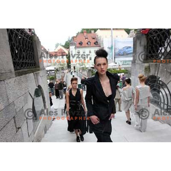 Fashion show of Fashion designer Ivona Martinko and snowboarder Rok Flander during grand opening in their fashion boutique in Ljubljana, Slovenia 20.5.2010 