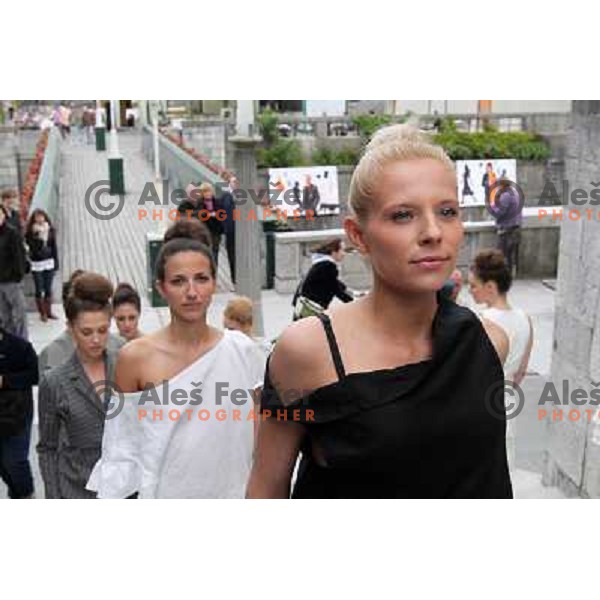 Fashion show of Fashion designer Ivona Martinko and snowboarder Rok Flander during grand opening in their fashion boutique in Ljubljana, Slovenia 20.5.2010 