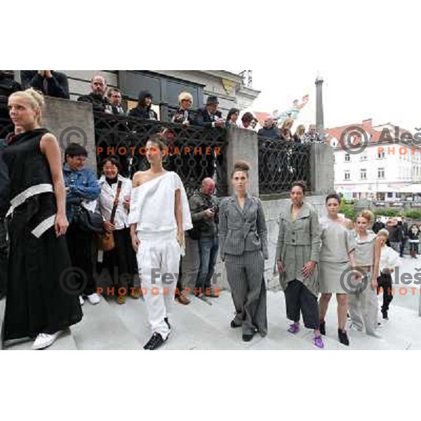 Fashion show of Fashion designer Ivona Martinko and snowboarder Rok Flander during grand opening in their fashion boutique in Ljubljana, Slovenia 20.5.2010 