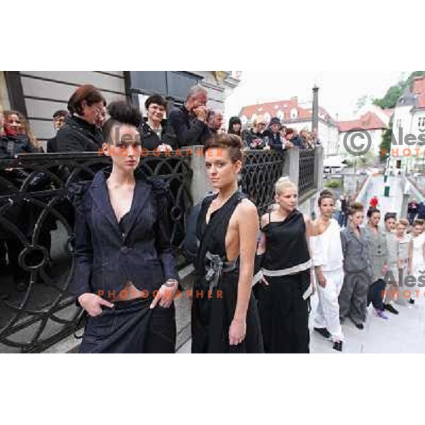 Fashion show of Fashion designer Ivona Martinko and snowboarder Rok Flander during grand opening in their fashion boutique in Ljubljana, Slovenia 20.5.2010 