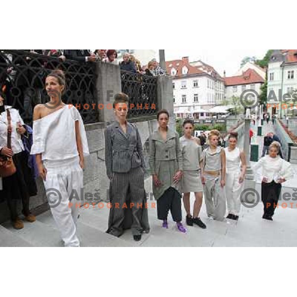 Fashion show of Fashion designer Ivona Martinko and snowboarder Rok Flander during grand opening in their fashion boutique in Ljubljana, Slovenia 20.5.2010 