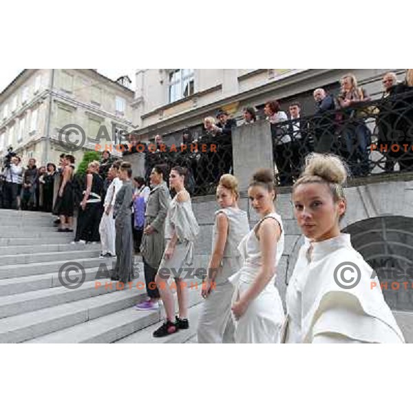 Fashion show of Fashion designer Ivona Martinko and snowboarder Rok Flander during grand opening in their fashion boutique in Ljubljana, Slovenia 20.5.2010 