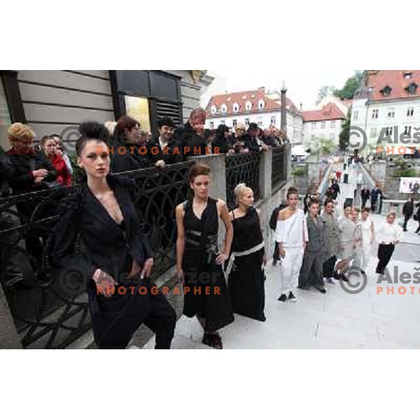 Fashion show of Fashion designer Ivona Martinko and snowboarder Rok Flander during grand opening in their fashion boutique in Ljubljana, Slovenia 20.5.2010 