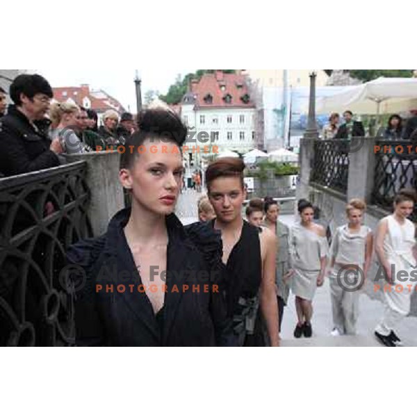 Fashion show of Fashion designer Ivona Martinko and snowboarder Rok Flander during grand opening in their fashion boutique in Ljubljana, Slovenia 20.5.2010 