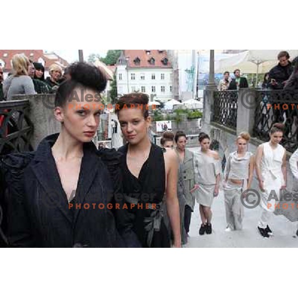 Fashion show of Fashion designer Ivona Martinko and snowboarder Rok Flander during grand opening in their fashion boutique in Ljubljana, Slovenia 20.5.2010 