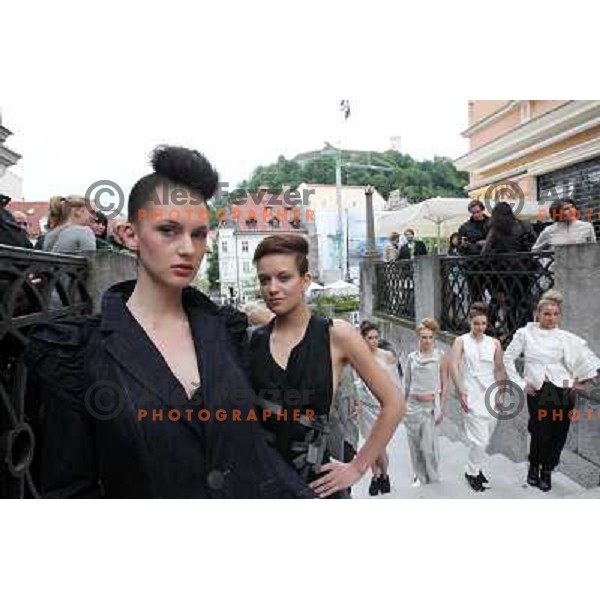 Fashion show of Fashion designer Ivona Martinko and snowboarder Rok Flander during grand opening in their fashion boutique in Ljubljana, Slovenia 20.5.2010 