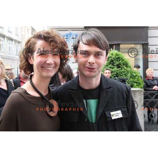 snowboarder Rok Flander with his girlfriend Marijana during grand opening of fashion boutique Flander-Martinko in Ljubljana, Slovenia 20.5.2010 