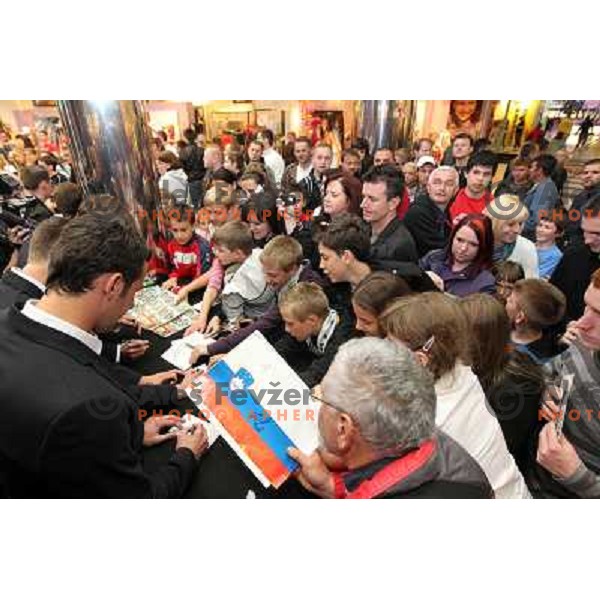 Samir Handanovic, member of Slovenia football team for 2010 World Cup in XYZ store in City Park, Ljubljana 20.5.2010 