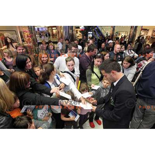 Zlatan Ljubijankic, member of Slovenia football team for 2010 World Cup in XYZ store in City Park, Ljubljana 20.5.2010 