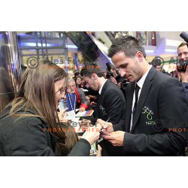 Zlatan Ljubijankic, member of Slovenia football team for 2010 World Cup in XYZ store in City Park, Ljubljana 20.5.2010 