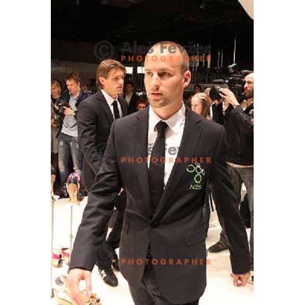 Miso Brecko, member of Slovenia football team for 2010 World Cup in XYZ store in City Park, Ljubljana 20.5.2010 