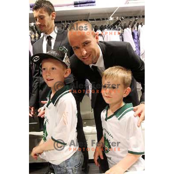 Miso Brecko, member of Slovenia football team for 2010 World Cup in XYZ store in City Park, Ljubljana 20.5.2010 