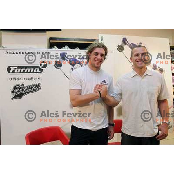 Jure Kosir (right) and Anze Kopitar, LA Kings (NHL) forward at press conference in Forma+ sports shop in Ljubljana, Slovenia 21.5.2010 