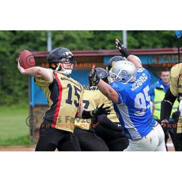  action during american football match Silverhawks Ljubljana- Gold Diggers Zalec in Slovenian Championship, played at Vrhnika Sports Park 22.5.2010 