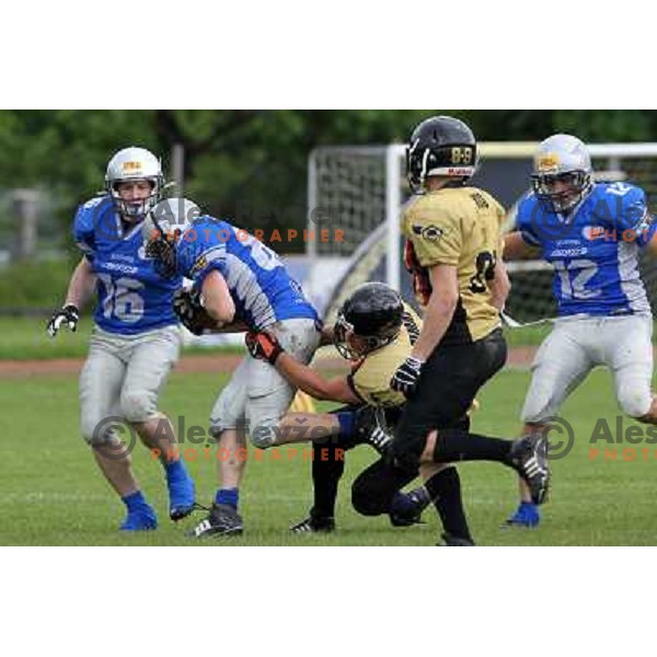  action during american football match Silverhawks Ljubljana- Gold Diggers Zalec in Slovenian Championship, played at Vrhnika Sports Park 22.5.2010 