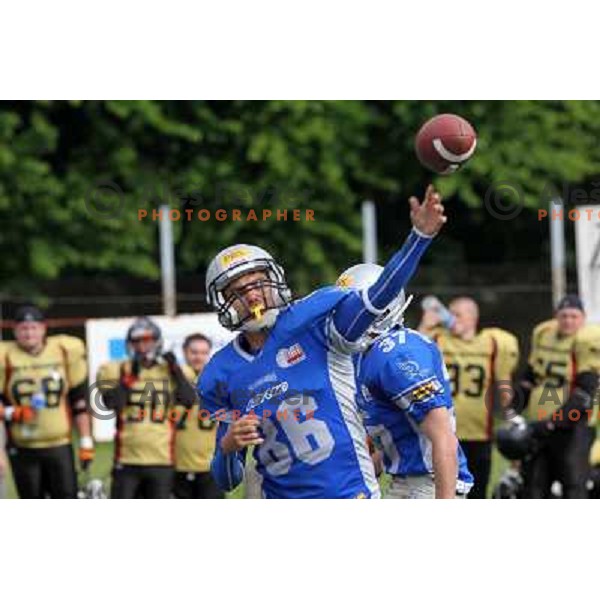  action during american football match Silverhawks Ljubljana- Gold Diggers Zalec in Slovenian Championship, played at Vrhnika Sports Park 22.5.2010 