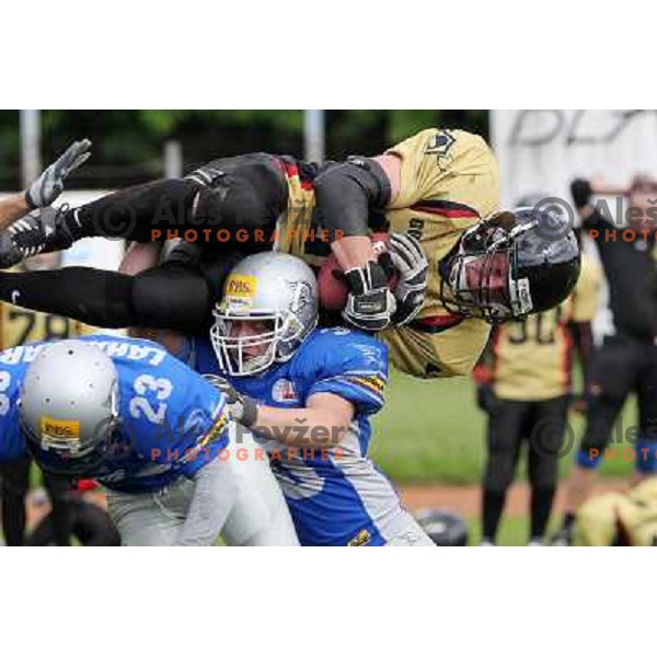  action during american football match Silverhawks Ljubljana- Gold Diggers Zalec in Slovenian Championship, played at Vrhnika Sports Park 22.5.2010 