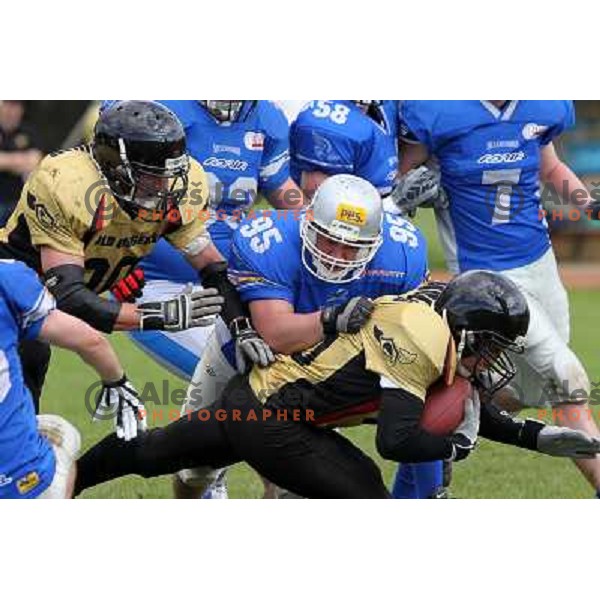  action during american football match Silverhawks Ljubljana- Gold Diggers Zalec in Slovenian Championship, played at Vrhnika Sports Park 22.5.2010 