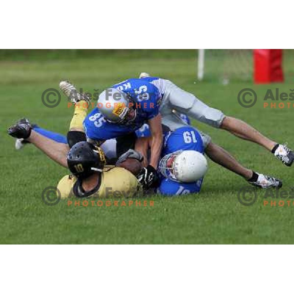  action during american football match Silverhawks Ljubljana- Gold Diggers Zalec in Slovenian Championship, played at Vrhnika Sports Park 22.5.2010 