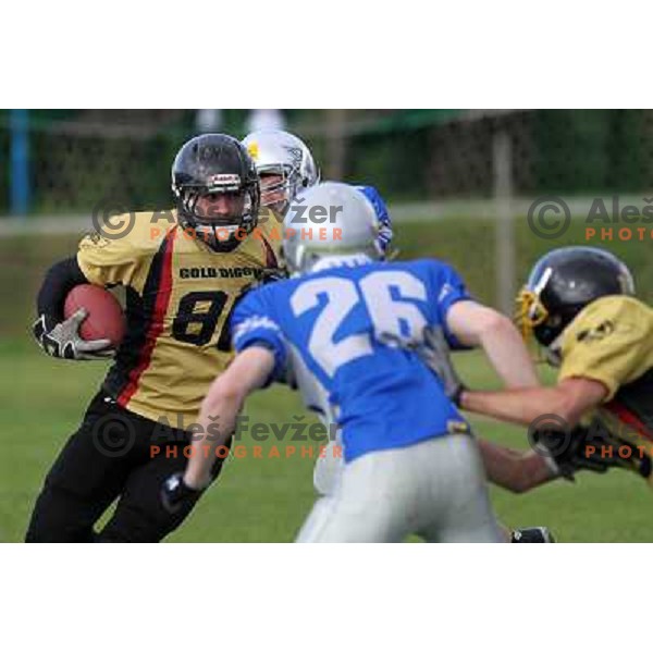  action during american football match Silverhawks Ljubljana- Gold Diggers Zalec in Slovenian Championship, played at Vrhnika Sports Park 22.5.2010 