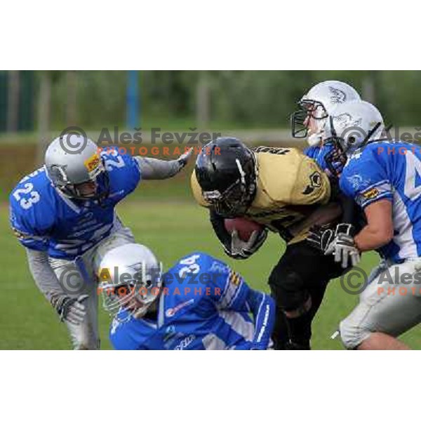  action during american football match Silverhawks Ljubljana- Gold Diggers Zalec in Slovenian Championship, played at Vrhnika Sports Park 22.5.2010 