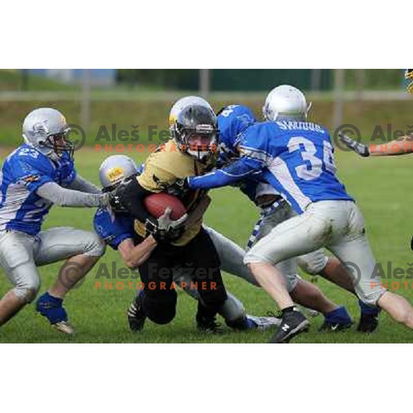  action during american football match Silverhawks Ljubljana- Gold Diggers Zalec in Slovenian Championship, played at Vrhnika Sports Park 22.5.2010 