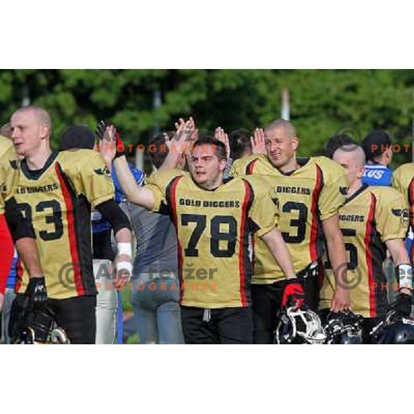  action during american football match Silverhawks Ljubljana- Gold Diggers Zalec in Slovenian Championship, played at Vrhnika Sports Park 22.5.2010 