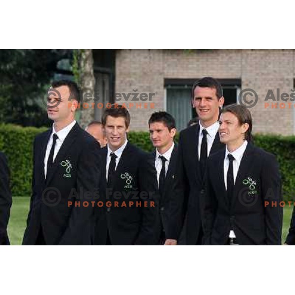  Suad Filekovic, Birsa, Jasmin Handanovic, Kirm, Dedic, during Official presentation of Slovenia National Football team for World Cup 2010 South Africa on May 21st 2010 in Congress Centre Brdo, Slovenia 