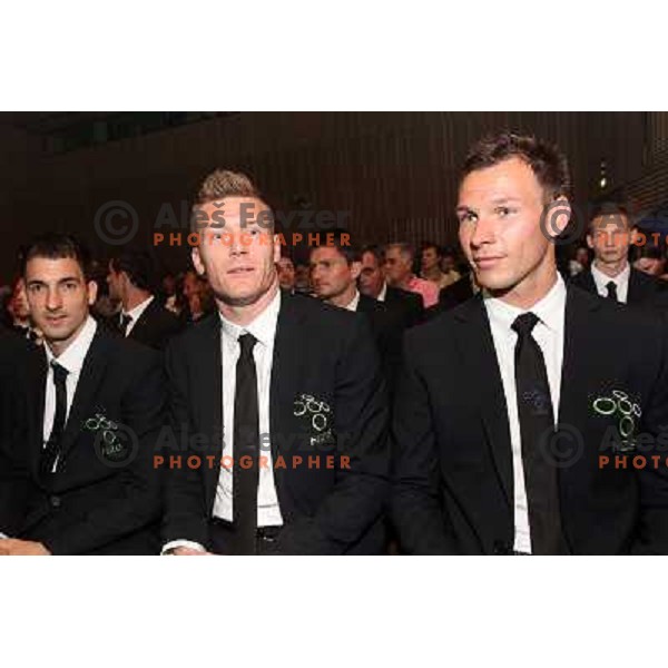 Ilic, Mavric, Kelhar at Official presentation of Slovenia National Football team for World Cup 2010 South Africa on May 21st 2010 in Congress Centre Brdo, Slovenia 
