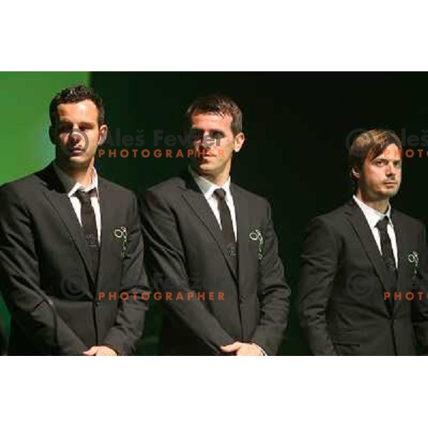 Samir Handanovic, Jasmin Handanovic, Seliga during Official presentation of Slovenia National Football team for World Cup 2010 South Africa on May 21st 2010 in Congress Centre Brdo, Slovenia 