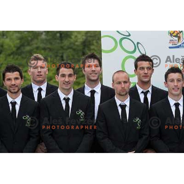 Stevanovic, Mavric, Ilic, Cesar, Brecko, Sisic, Koren, Kelhar at Official presentation of Slovenia National Football team for W-orld Cup 2010 South Africa on May 21st 2010 in Congress Centre Brdo, Slovenia 