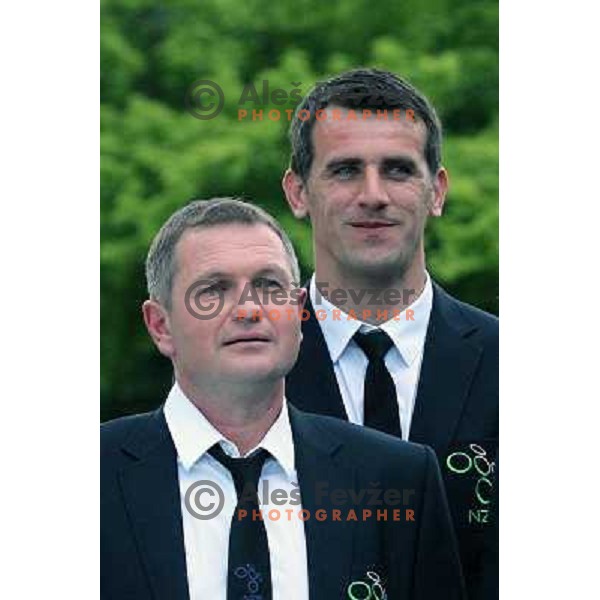 Matjaz Kek , Jasmin Handanovic at Official presentation of Slovenia National Football team for World Cup 2010 South Africa on May 21st 2010 in Congress Centre Brdo, Slovenia 