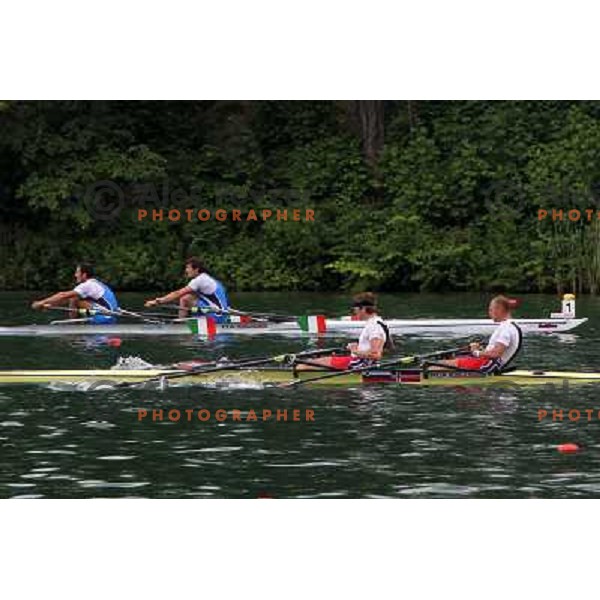 Olaf Tufte and Iztok Cop rowing for Norway during Rowing World Cup, Bled, Slovenia 28.5.2010 