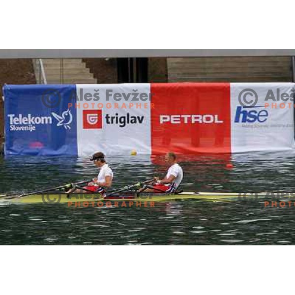 Olaf Tufte and Iztok Cop rowing for Norway during Rowing World Cup, Bled, Slovenia 28.5.2010 