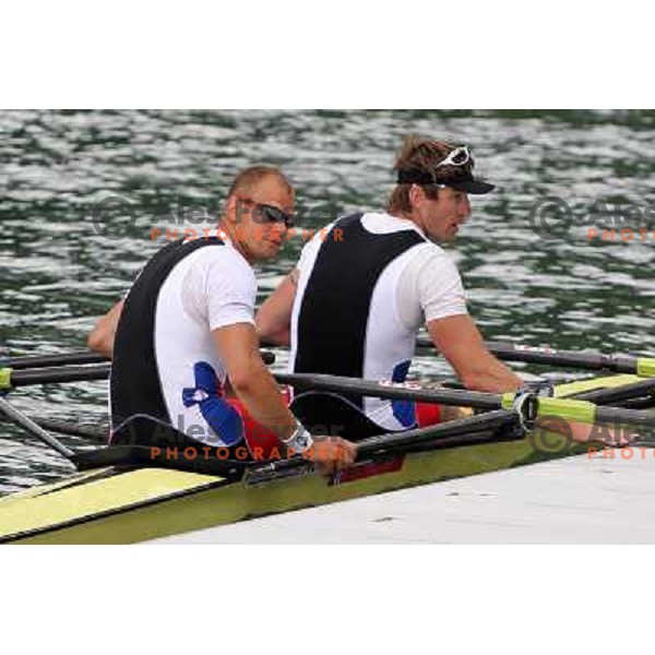 Olaf Tufte and Iztok Cop rowing for Norway during Rowing World Cup, Bled, Slovenia 28.5.2010 