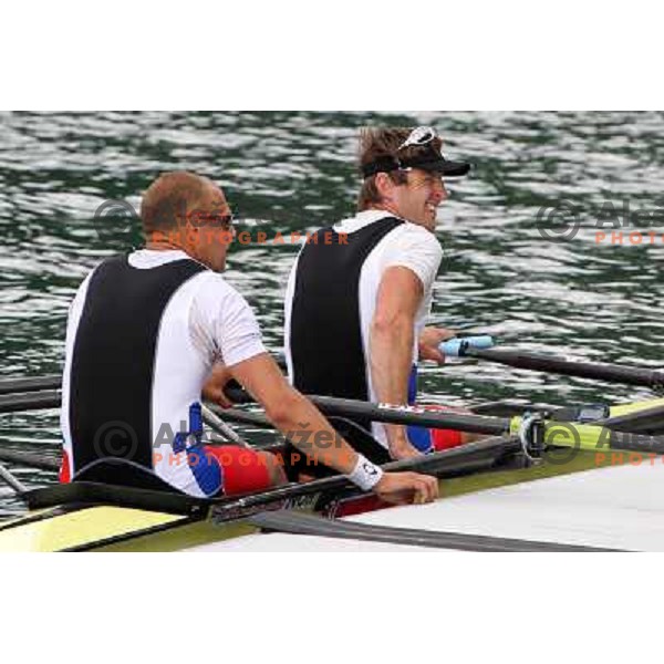 Olaf Tufte and Iztok Cop rowing for Norway during Rowing World Cup, Bled, Slovenia 28.5.2010 