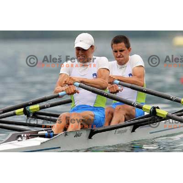 Malesic and Cvet rowing during Rowing World Cup, Bled, Slovenia 28.5.2010 