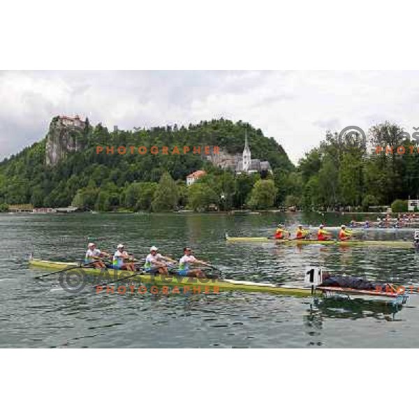 Miha Pirih, Rok Kolander, Tomaz Pirih, Ziga Pirih (SLO) in action during Rowing World Cup, Bled, Slovenia 28.5.2010 