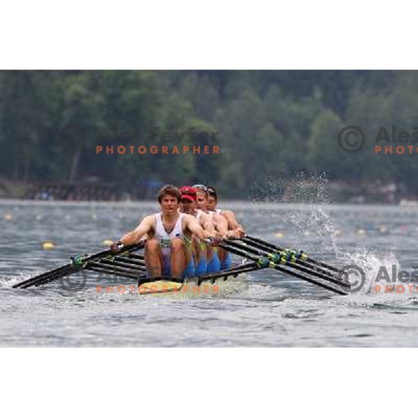 Andraz Krek, Luka Spik, Jan Spik, Gasper Fistravec (SLO) in action during Rowing World Cup, Bled, Slovenia 28.5.2010 