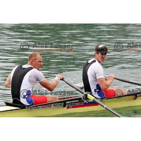 Olaf Tufte (NOR) and Iztok Cop (SLO) rowing for Norway action during Rowing World Cup, Bled, Slovenia 29.5.2010 