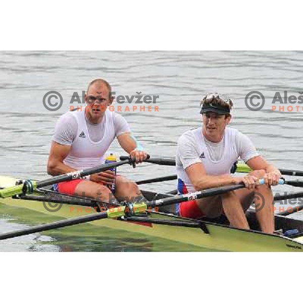 Olaf Tufte (NOR) and Iztok Cop (SLO) rowing for Norway action during Rowing World Cup, Bled, Slovenia 29.5.2010 