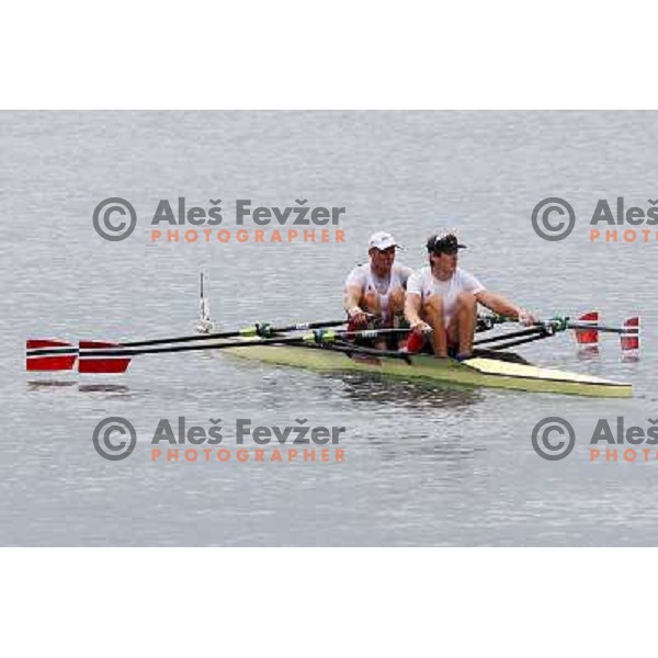 Olaf Tufte (NOR) and Iztok Cop (SLO) rowing for Norway action during Rowing World Cup, Bled, Slovenia 29.5.2010 