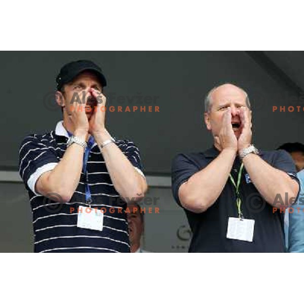 Jani Klemencic and Borut Farcnik watching action during Rowing World Cup, Bled, Slovenia 29.5.2010 